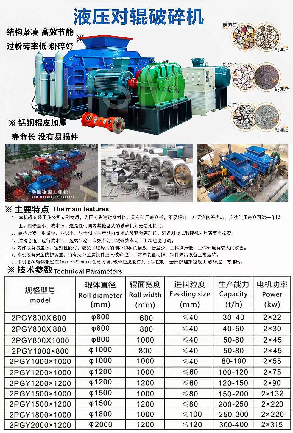 對輥破碎機型號大全